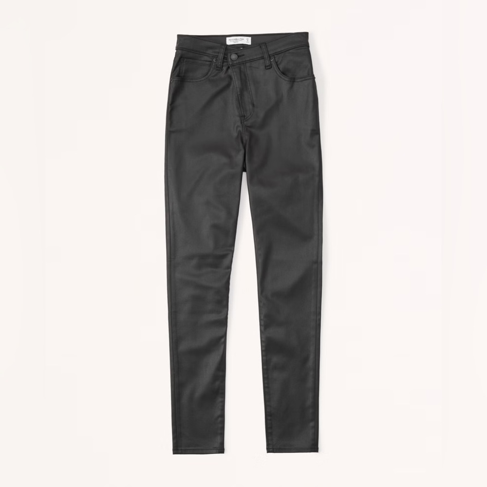 Abercrombie High Rise Super Skinny Ankle Jean in Coated Black
